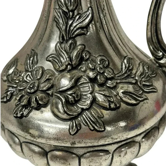 PELTRATO Silver Plated Ewer Pitcher Made In Italy 95-100 Footed Ornate - Picture 2 of 9